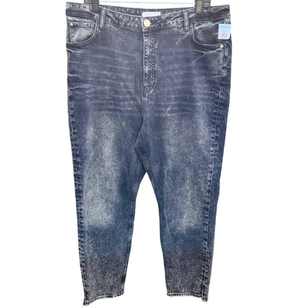 NWOT River Island Womens Size 18 Black Acid Wash Straight Leg Denim Jeans